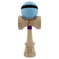 Kendama X Originala, Profesionala, Flippy, Cupe Mari KING SIZE V3, Rubber Grip, Gaura in Baza, Rulment Metalic, din lemn 18 cm, Ata 62/65 cm, M Bleu/Negru/Bleu