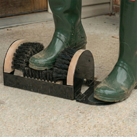 Curatator incaltaminte cu perii pentru exterior, cadru metalic si baza din lemn, 23x15x11 cm