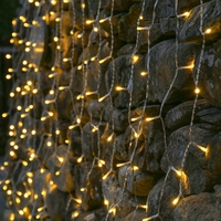 Instalatie Craciun, Tip Perdea, 1 m x 1 m, 60 LED-uri, Alb Cald, Controler, 8 jocuri de lumini, Interconectabila, Fir transparent, Interior/ Exterior, Vafy