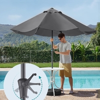 SONGMICS Umbrela de gradina cu manivela, 330 cm, UPF 50+, inclinare 30°, structura metalica cu 8 spite, gri