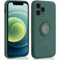 Husa protectie Vafy compatibila cu Apple iPhone 11 Liquid Silicone Ring cu suport rotativ Verde