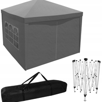 Cort pavilion de gradina pliabil automat pop-up, impermeabil, cu 4 pereti laterali, 300x300cm, gri