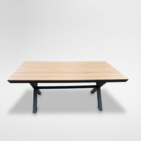 Masa pentru gradina, cadru aluminiu, blat polywood cu aspect de lemn, 180x100x75 cm, maro