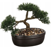 Bonsai artificial Atmosphera in ghiveci ceramic cu pietricele decorative, 23 cm, verde