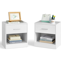 VASAGLE Set 2 noptiere, cu sertar si compartiment deschis, PAL, 28x39x41 cm, alb