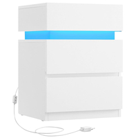 VASAGLE Noptiera din MDF cu iluminare LED, culori si intensitate reglabile, 35x40x55cm, alb