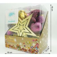 Set de 50 ornamente de brad, Flippy, de tip Glob, Rosu/ Auriu, din plastic, cu finisaj sclipitor , cutie 18 cm lungime x 12 cm adancime x 18 cm inaltime