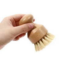 Perie de Curatat Vase si Alimente, Vafy, din Lemn de Bambus, 8 x 5 cm, Perie din Sisal, Maro