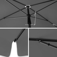 SONGMICS Umbrela terasa gradina sau plaja, cu inclinare, husa, 200x125cm, gri