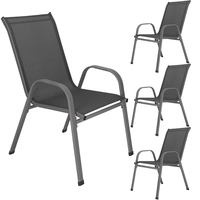 Set 4 scaune gradina cu brate, cadru otel si sezut textilene, 53x72x92 cm, gri
