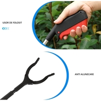 Cleste pentru Colectarea Deseurilor, Flippy, din Metal si Plastic, 30 cm, Fara Maini Murdare, Negru/Rosu