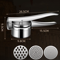 Presa Storcator pentru Fructe si Legume, Flippy, Zdrobitor Manual, Inox, 3 Discuri Interschimbabile, Usor de Stors si de Curatat, Ergonomic, 26.5 x 9.8 x 9.5 cm Argintiu