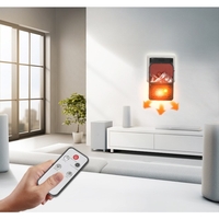 Mini Aeroterma Puternica Portabila Flippy, Putere 1000W, Mini radiator electric cu Display LCD, efect de semineu si flacara, cu telecomanda