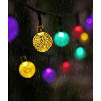 Instalatie Craciun, Tip Globuri de cristal, 50 Led-uri, 9.5 metri, Multicolor, Energie solara, Senzor de lumina, Vafy