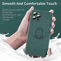 Husa protectie Vafy compatibila cu Samsung A02 S Liquid Silicone Ring cu suport rotativ Verde