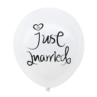 Set 10 Baloane din Latex, Flippy, Model Party Casatorie, Mr&Mrs Just Married, 2.8 g, 30 cm, Alb/Negru