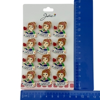 Set 12 Brose Martisor Primavara, Jolie, Model Fata, cu Mesaj O Doamna Dedicata