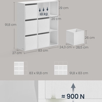 SONGMICS Etajera modulara 9 compartimente cu 6 sertare, PAL si MDF, 83x27x92 cm, alb