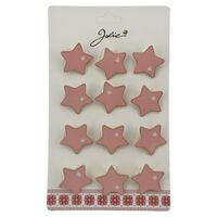 Set 12 Brose Martisor Stea cu Inima Copii, Jolie, Brose din Metal, Aspect Lacuit, 2 x 2 cm per Unitate, Roz