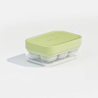 Forma pentru gheata cu presa Flippy, din silicon alimentar, 6 cuburi, caserola pentru depozitare, usor de folosit si curatat, 10.5 x 7.5 x 4.1 cm, verde