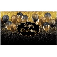 Banner Tip Fundal pentru Poze, Flippy, din Panza, 185 x 110 cm, Sfoara 6 m, Prindere in 4 Colturi, Negru/Auriu