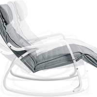 SONGMICS Scaun balansoar din lemn, suport picioare reglabil, maxim 150kg, 67x122x84cm, gri deschis