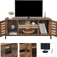 VASAGLE Comoda joasa pentru suport TV, cu rafturi si 2 spatii de depozitare cu usa, stil industrial, 110x40x50cm, maro rustic si negru