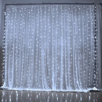 Instalatie Craciun, Tip Perdea, 1 m x 1 m, 60 LED-uri, Alb Rece, Controler, 8 jocuri de lumini, Interconectabila, Fir transparent, Interior/ Exterior, Vafy