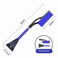 Perie de Zapada cu Racleta pentru Masina, Flippy, Multifunctionala, Demontabila, cu Maner Antiderapant, Aluminiu, Plastic, Fragmentarea Ghetii de pe Parbriz, Solutia pentru Iarna, pentru Dezghetare, 68x24x11.1 cm, Albastru