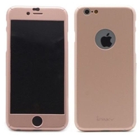 Husa Apple iPhone 6/6S IPAKY Full Cover 360 Roz Auriu + Folie Cadou