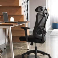 SONGMICS Scaun de birou ergonomic reglabil cu suport lombar si tetiera, maxim 120 kg, 70x70x125 cm, negru