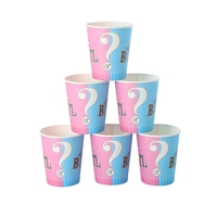 Set 10 Pahare Gender Reveal, Vafy, Girl or Boy, din Carton, 7 x 5 x 8.5 cm, 250 ml, Roz/Albastru