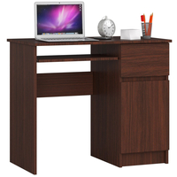 Birou computer PIKSEL, cu sertar, dulap si raft pentru tastatura, dreapta, 90x50x77 cm, maro wenge