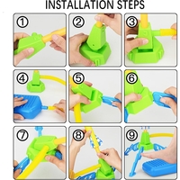 Jucarie pentru Copii, Flippy, Lansator de Rachete cu Piciorul, un Singur Lansator, 3 Rachete cu Lumini, 40.5 cm Inaltime, Multicolor