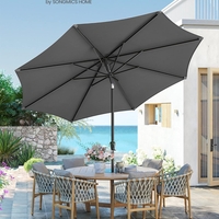 SONGMICS Umbrela de gradina cu manivela, 330 cm, UPF 50+, inclinare 30°, structura metalica cu 8 spite, gri