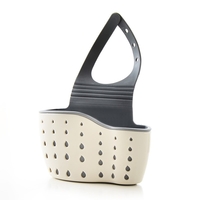 Suport Scurgere pentru Burete si Laveta de Vase Bucatarie, Flippy, Bej, Curea Reglabila, Plastic Flexibil, 15x 5x 20cm