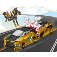 Jucarie Transformabila 2in1, Flippy, Golden Wing Flying Dragon, Masina/Dragon, Atractie Magnetica, +6 Ani, din ABS, Auriu