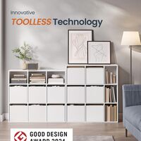 SONGMICS Etajera 6 compartimente, 4 sertare textile, PAL si MDF, 27x83x92 cm, alb