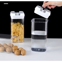 Set 7 Recipiente din Plastic, Flippy, pentru Alimente/Obiecte, Inchidere Ermetica, 2 x 0.5l, 2 x 0.8l, 2 x 1.2l, 1 x 1.9 l, Capac Alb, Transparent