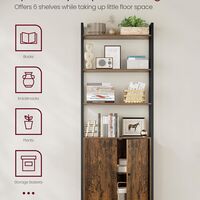 VASAGLE Biblioteca cu rafturi deschise si dulap integrat, cadru metalic si PAL, 24x60x160 cm, maro rustic