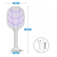 Lampa Electrica Impotriva Tantarilor, Flippy, 42.5 x 18 x 7.5 cm, Reincarcabila cu Cablu USB Inclus, Plasa din Aluminum, Alb