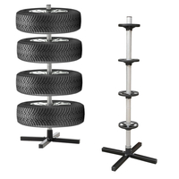Suport depozitare anvelope 4 roti, cadru metalic, 45x45x105 cm, capacitate 100 kg, negru
