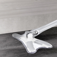 Mop Plat, Flippy, cu Sistem de Stoarcere, 2 Lavete Incluse, Lungime Telescopica 140 cm, Argintiu