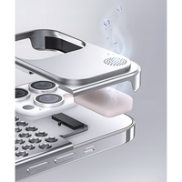Husa Aromaterapia Compatibila cu iPhone 15 Pro Max, Vafy, Antisoc, Antizgariere, Protectie Camera si Supraincalzire, din Aliaj de Aluminiu, Argintiu
