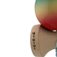Kendama X Originala, Profesionala, Flippy, Big Cups V2, Super Sticky Cupe Mari, Rulment Metalic cu Ata 55 cm, Rosu/Galben/Albastru