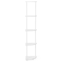 Raft de colt cu 5 polite, MDF, cadru metalic, 148x30x30 cm, alb