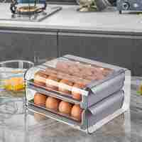 Suport pentru Oua, Flippy, Strat Dublu, Capacitate 32 de Oua, 23.5x21.5 cm, din Plastic, Gri