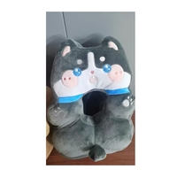 Perna din Spuma, Vafy, pentru Birou, Calatorii, Model Husky, Lavabila, Umplutura de Bumbac, Spatiu Cap in Forma de 8, 30x35x30 cm, Gri