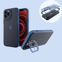 Husa de protectie pentru Apple iPhone 14, Vafy, Bracket series cu suport si protectie pentru camera, Albastru
