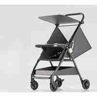 Carut Pliabil, Flippy, Usor, Compatibil cu Avionul, de Plimbat/Dormit, Parasolar, Cutie Depozitare, Tabla de Masa, 93 x 70 x 40 cm, Negru